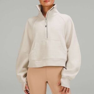 Lululemon Sz M/L Scuba Oversized Funnel Neck Half Zip Off White Athletic Gym